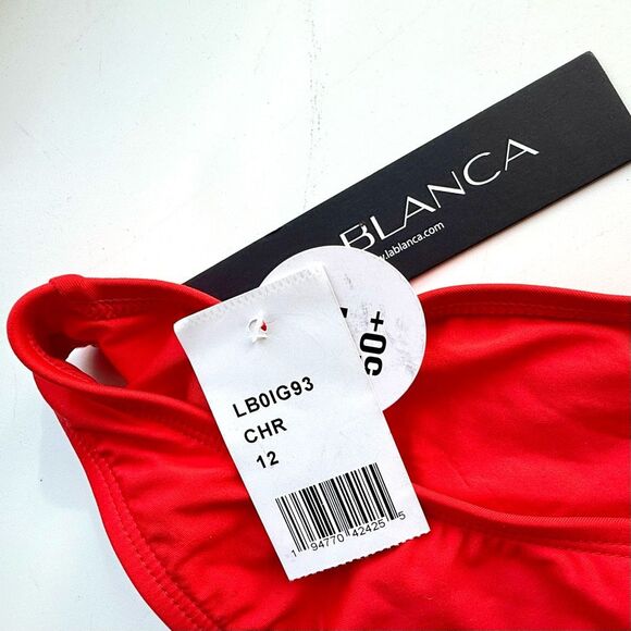 NWT La Blanca red bikini bottoms, classic style Size 12 - Picture 3 of 5
